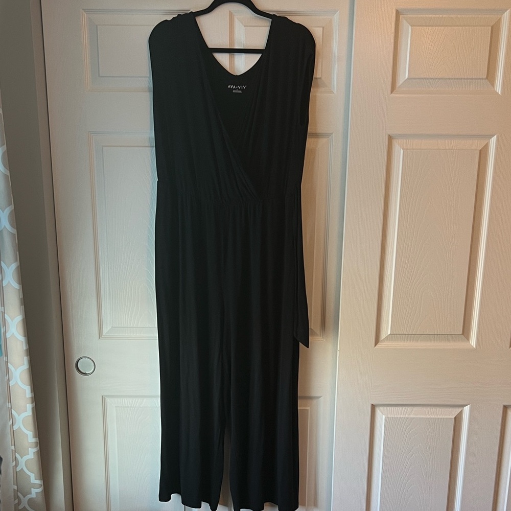 Ava and Viv Black jumpsuit.  Wide leg.